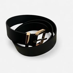 H&M Genuine Leather Black Belt with Gold Buckle